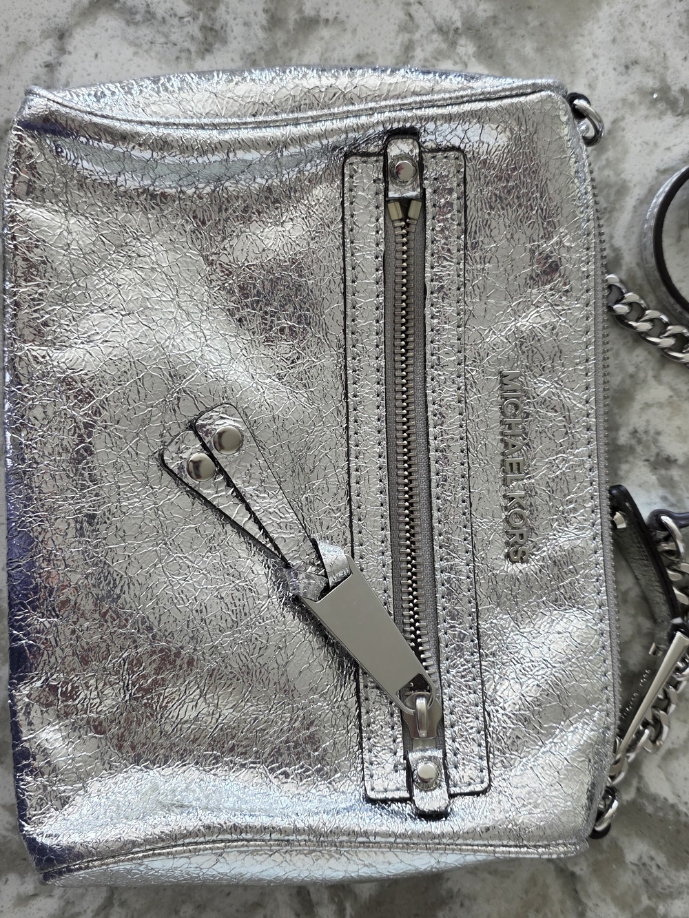 Michael Kors Silver Metallic Crossbody Bag